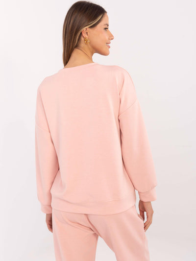 Brzoskwiniowa damska bluza z okrągłym dekoltem