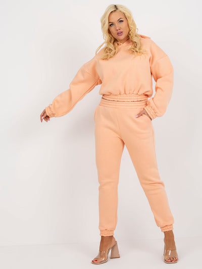 Brzoskwiniowy dresowy komplet plus size basic z bluzą