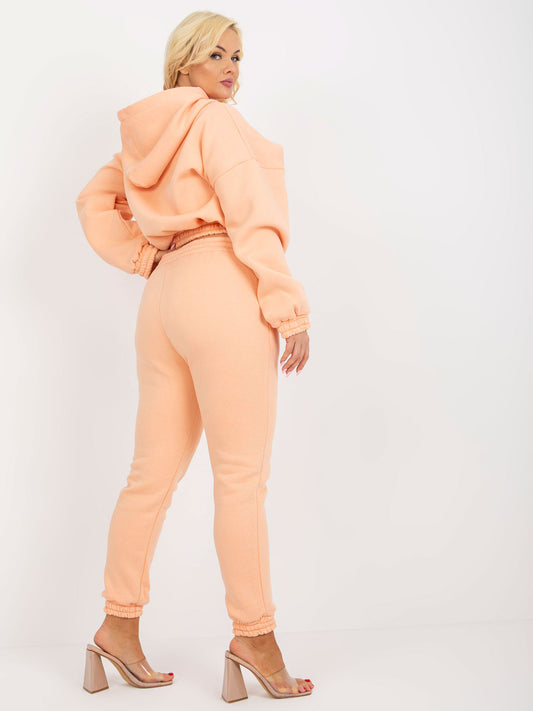 Brzoskwiniowy dresowy komplet plus size basic z bluzą