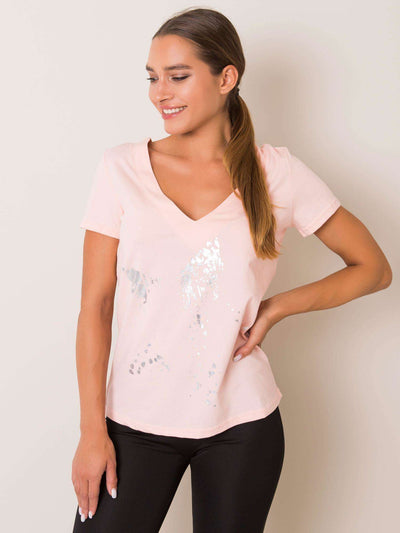 FOR FITNESS Brzoskwiniowy t-shirt damski
