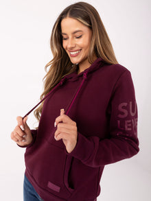 SUBLEVEL Burgundowa ocieplana bluza kangurka