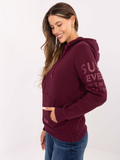SUBLEVEL Burgundowa ocieplana bluza kangurka