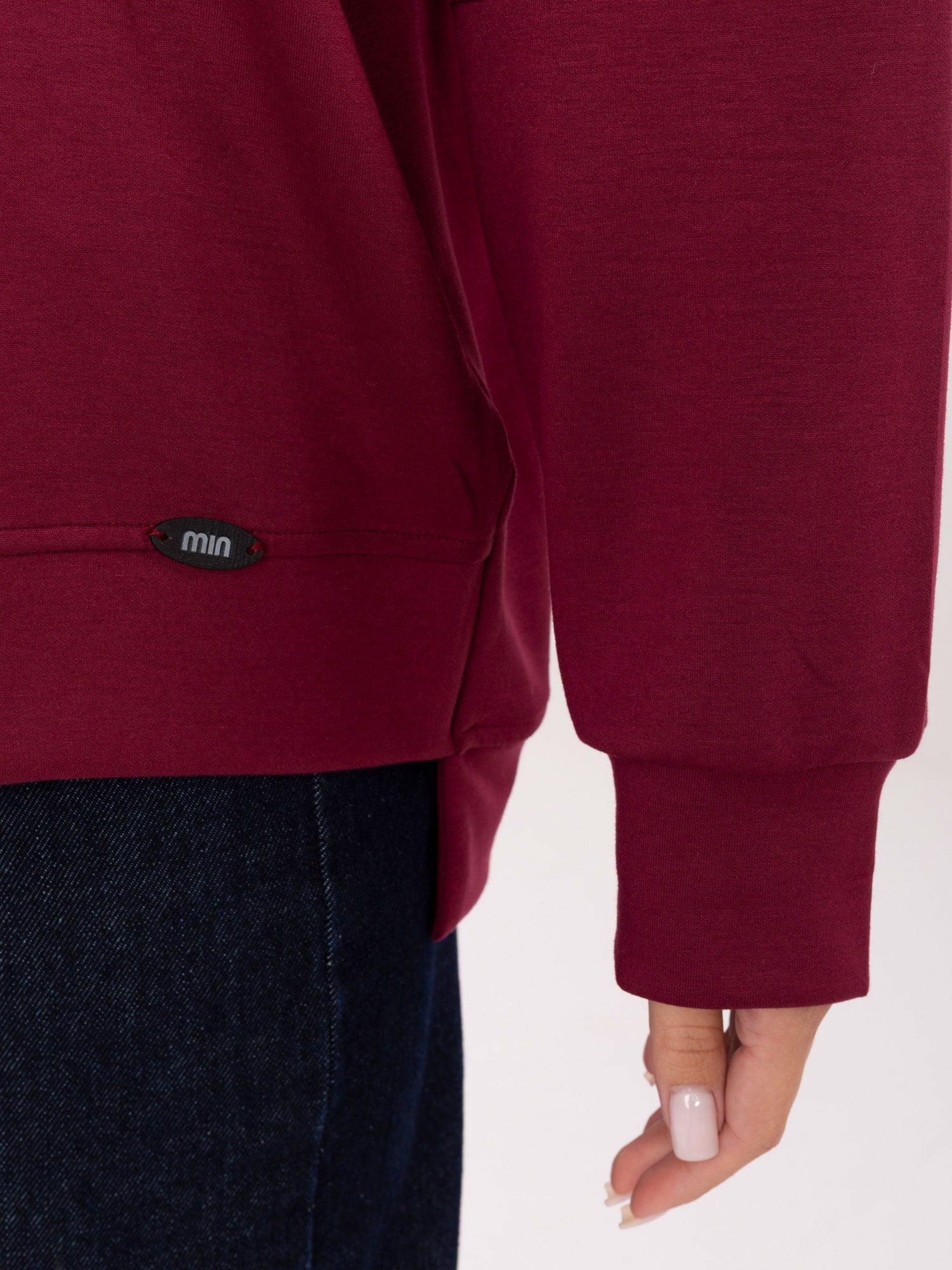 Burgundowa dresowa bluza bez kaptura