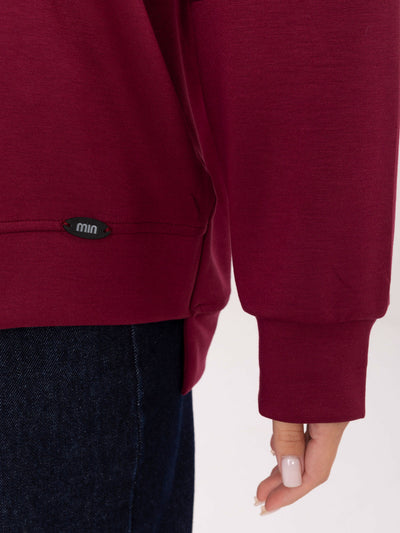 Burgundowa dresowa bluza bez kaptura