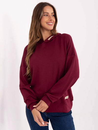 Burgundowa damska bluza z kapturem