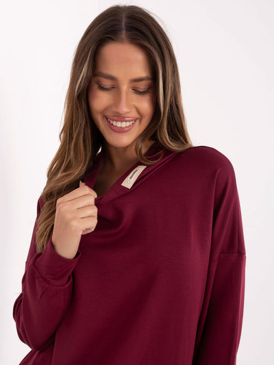 Burgundowa damska bluza z kapturem