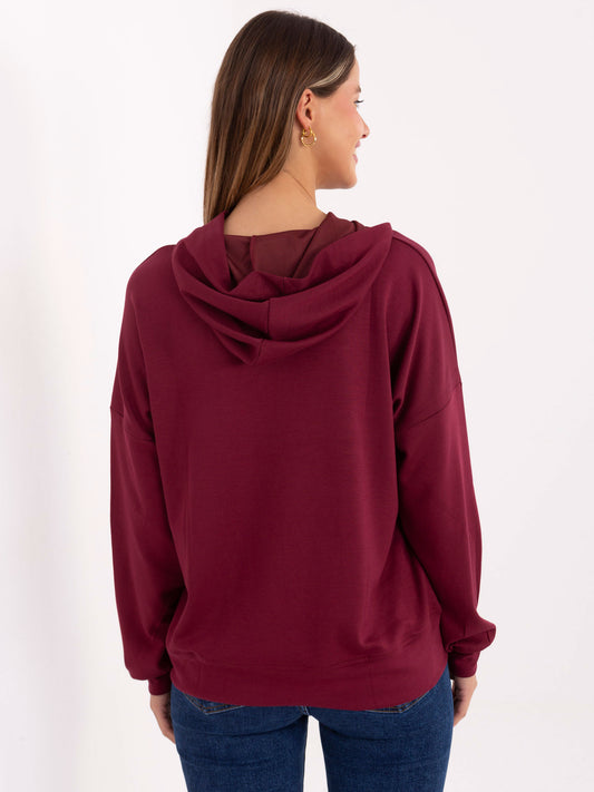 Burgundowa damska bluza z kapturem