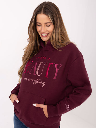 SUBLEVEL Burgundowa damska bluza z kapturem
