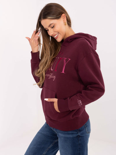SUBLEVEL Burgundowa damska bluza z kapturem