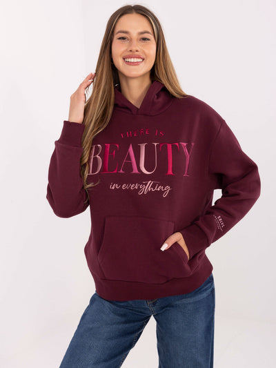 SUBLEVEL Burgundowa damska bluza z kapturem