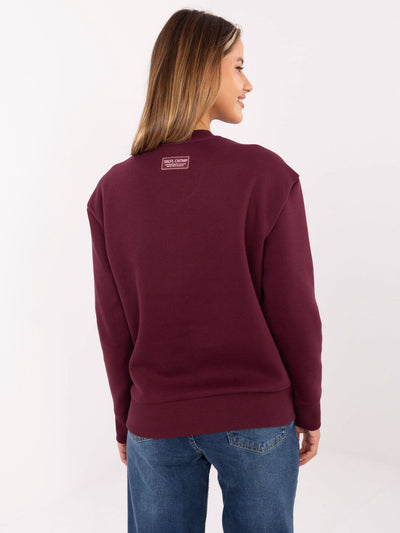 SUBLEVEL Burgundowa dresowa bluza z naszywką