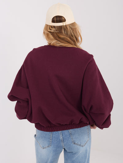 Burgundowa rozpinana bluza z dekoltem V