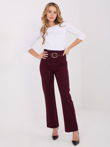 Burgundowe eleganckie spodnie straight leg