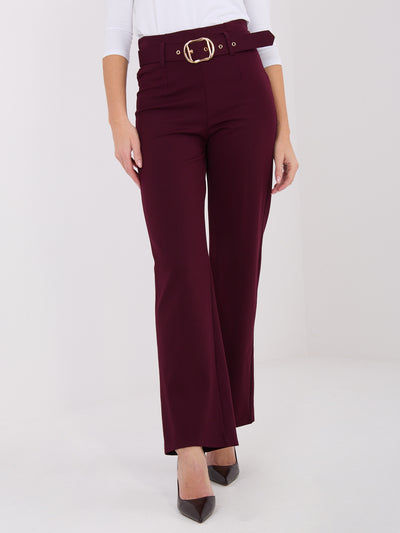 Burgundowe eleganckie spodnie straight leg