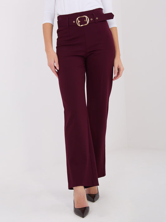 Burgundowe eleganckie spodnie straight leg