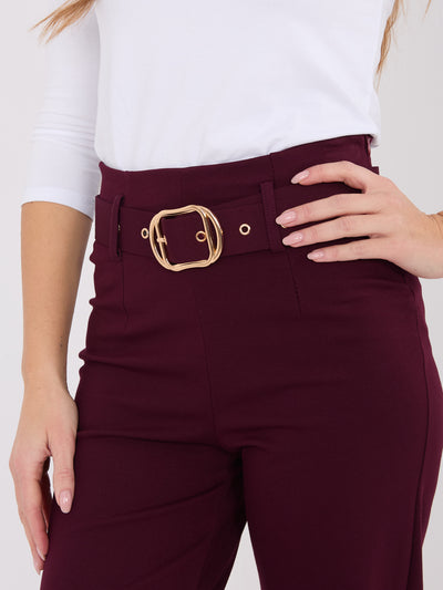 Burgundowe eleganckie spodnie straight leg