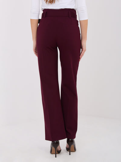 Burgundowe eleganckie spodnie straight leg