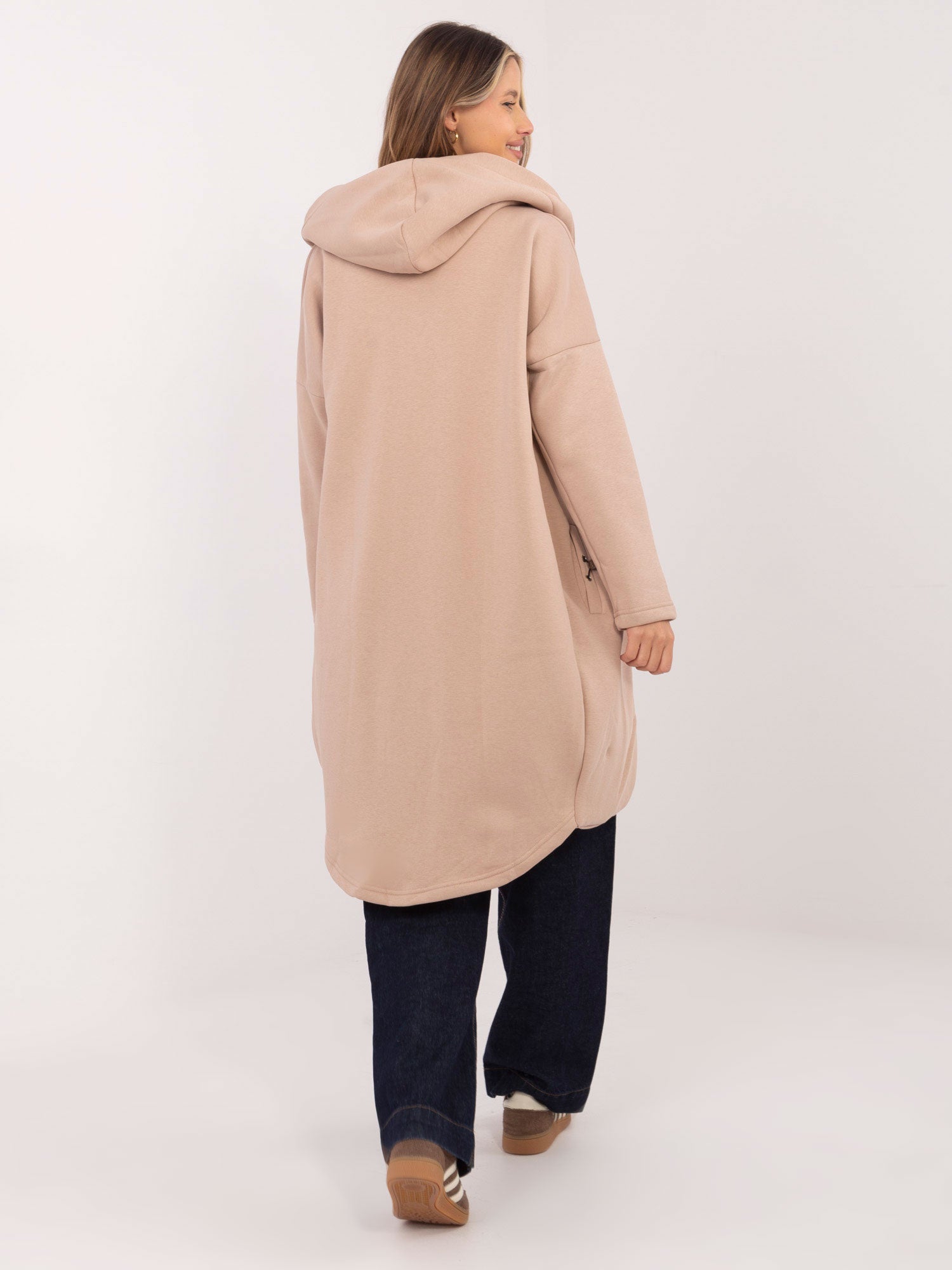 RUE PARIS Camelowa długa bluza z kapturem