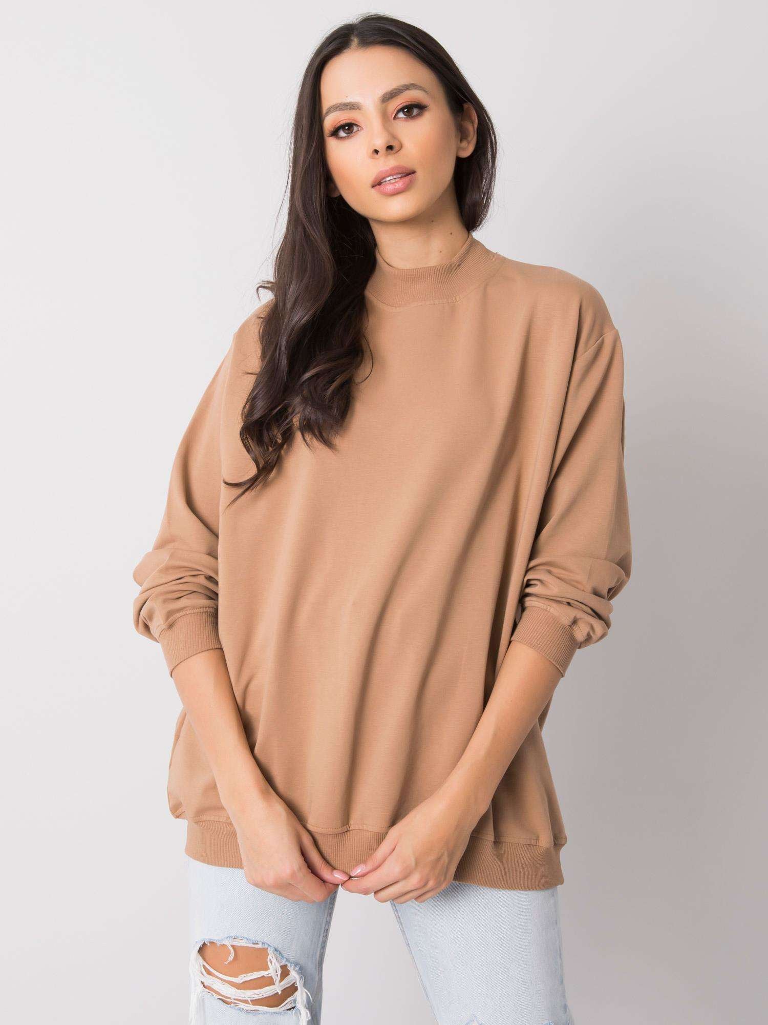 Camelowa bawełniana bluza basic