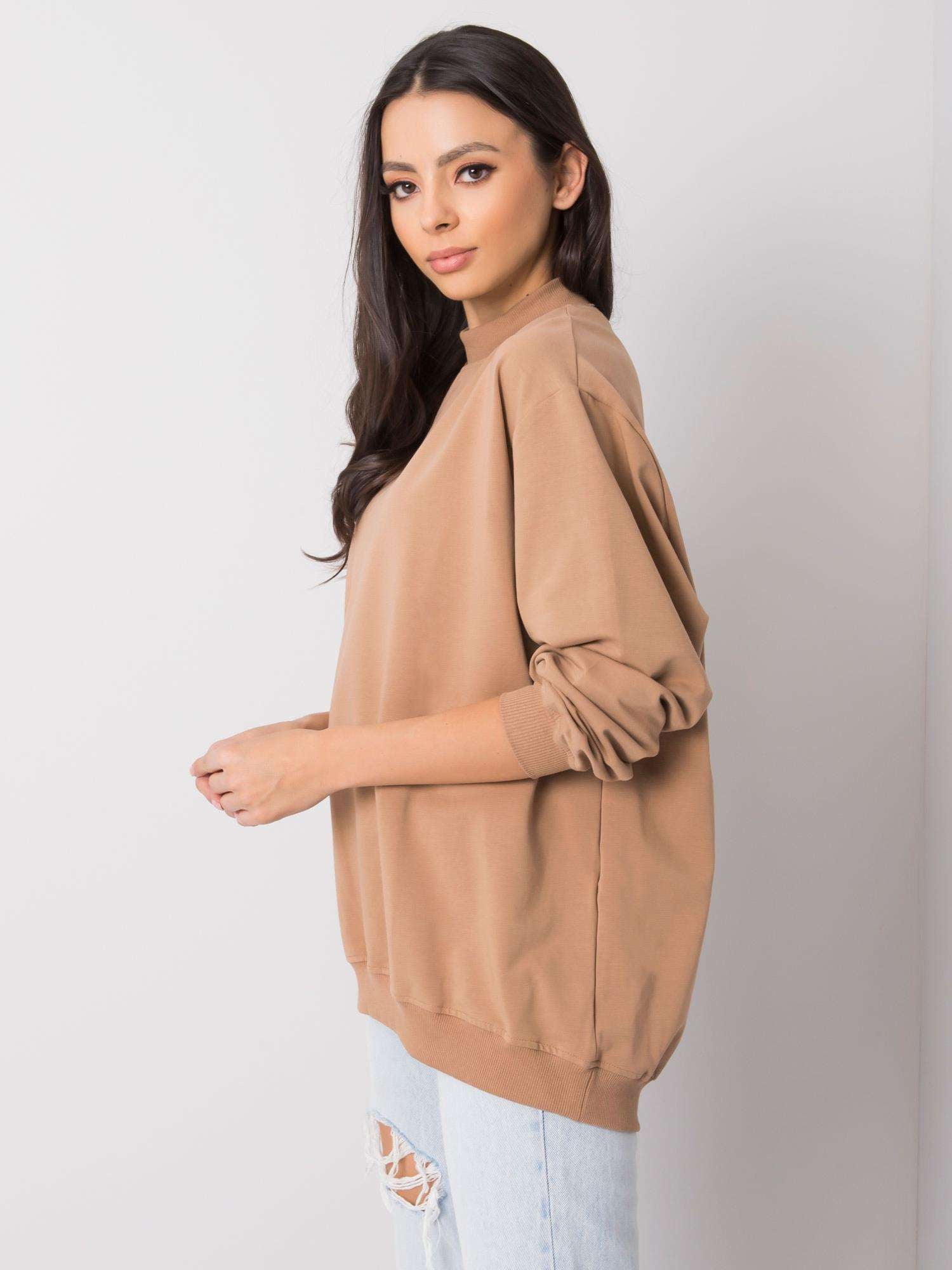 Camelowa bawełniana bluza basic