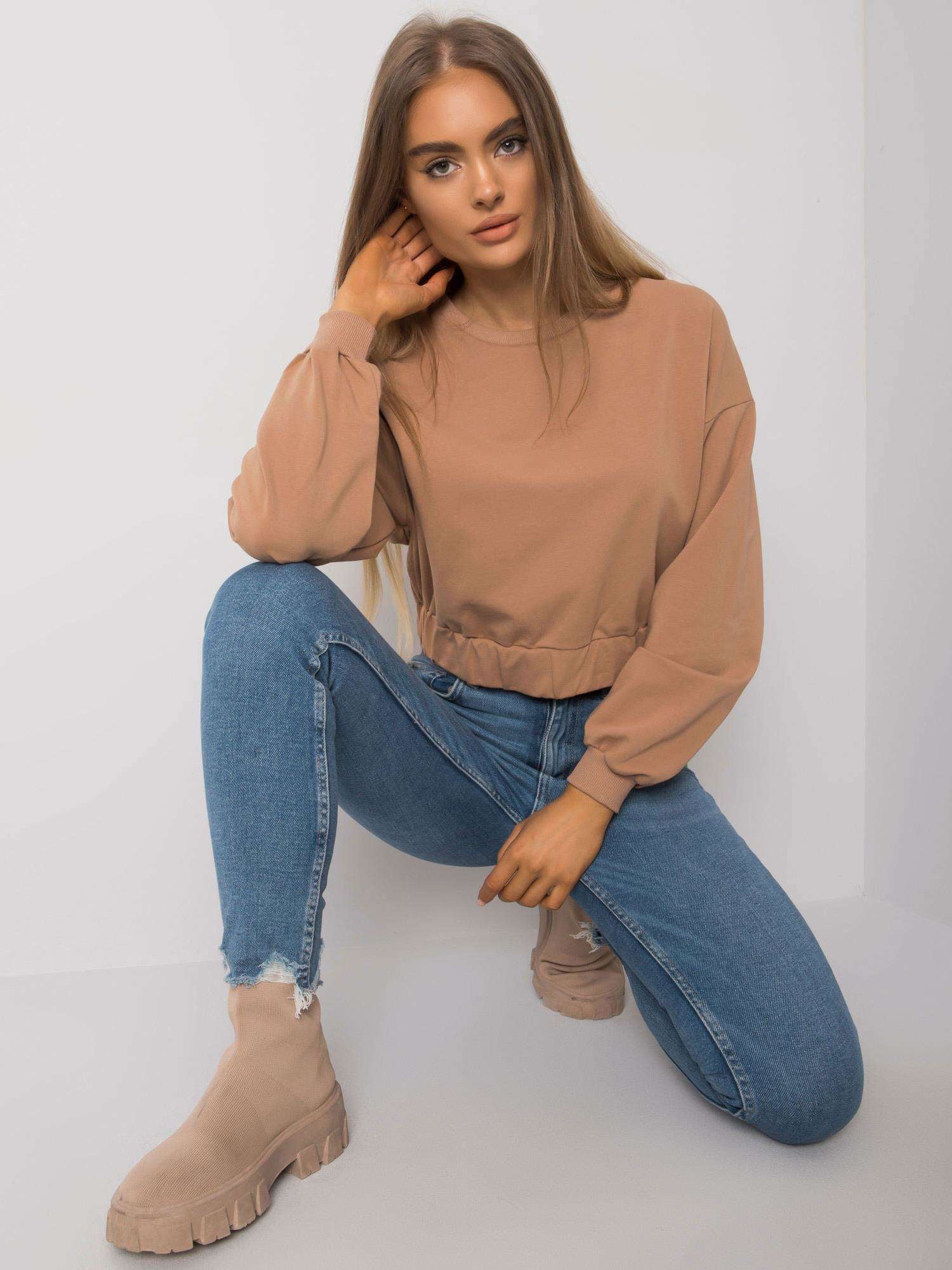 Camelowa damska bluza basic