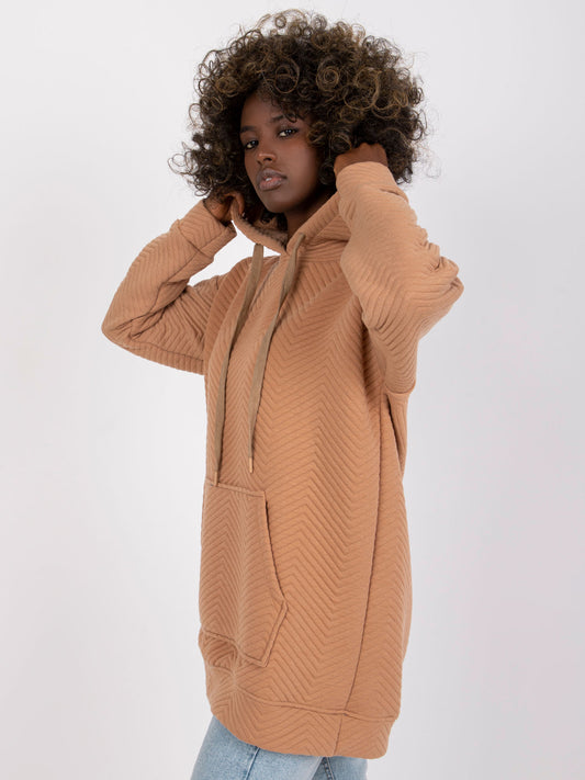 RUE PARIS Camelowa bluza z kapturem