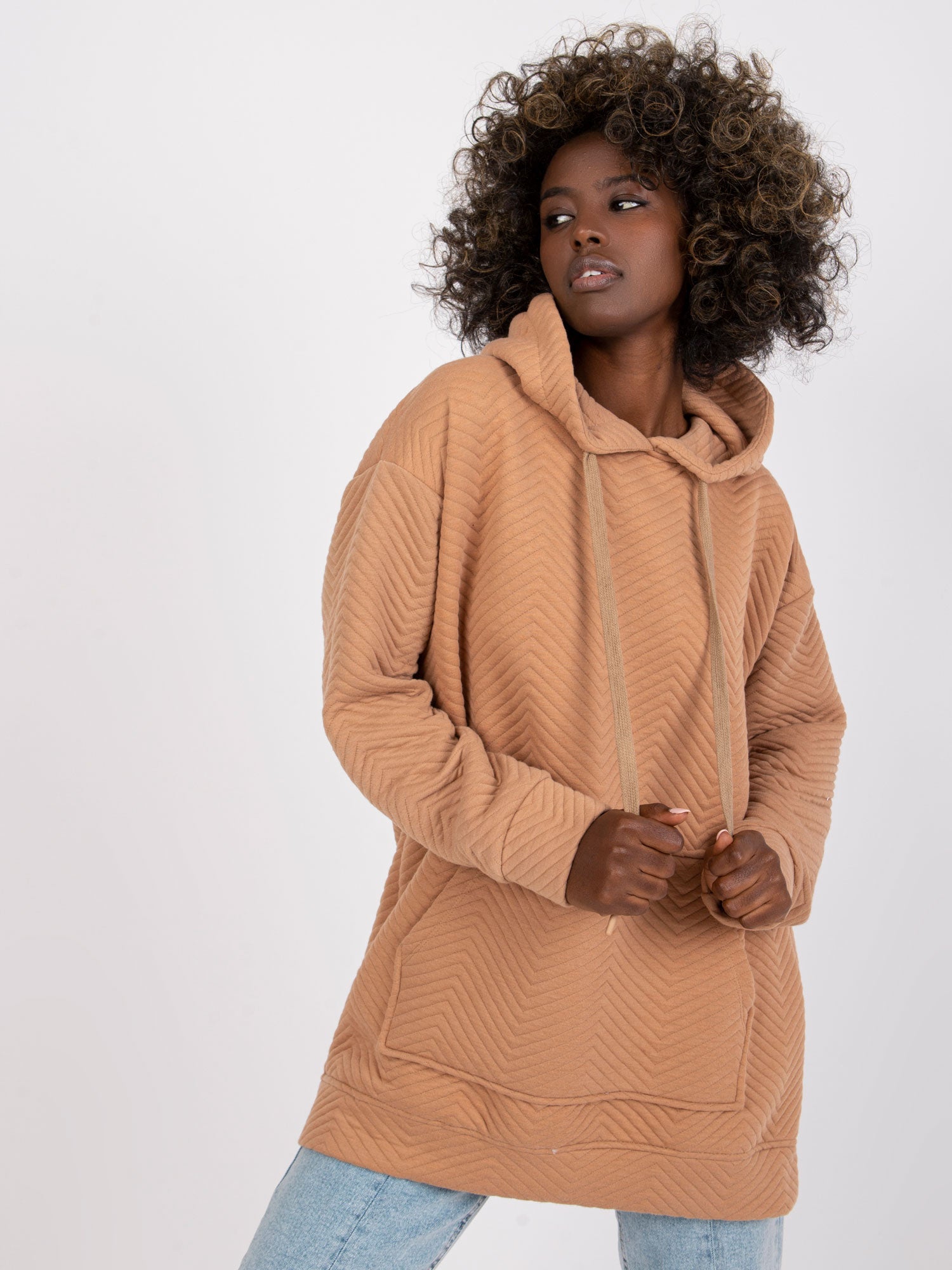 RUE PARIS Camelowa bluza z kapturem