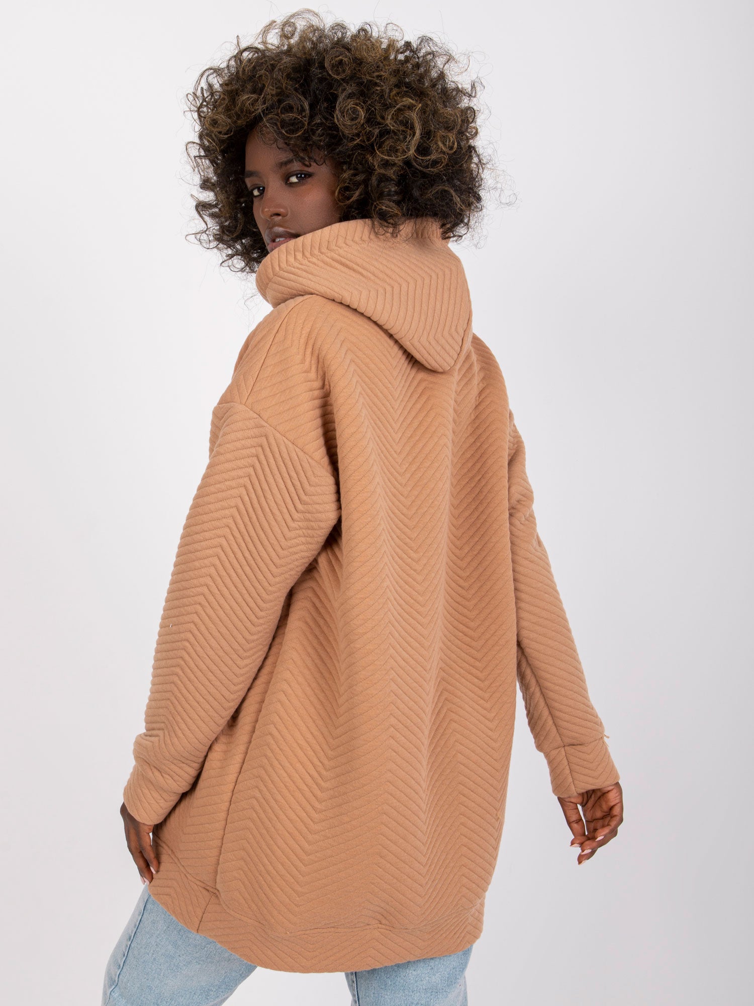 RUE PARIS Camelowa bluza z kapturem