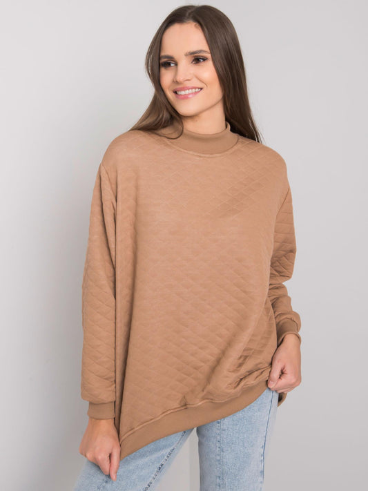 Camelowa luźna bluza z pikowaniem