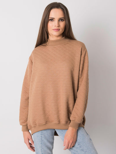 Camelowa luźna bluza z pikowaniem