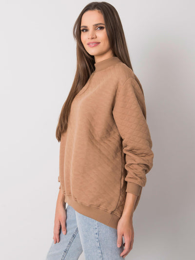 Camelowa luźna bluza z pikowaniem