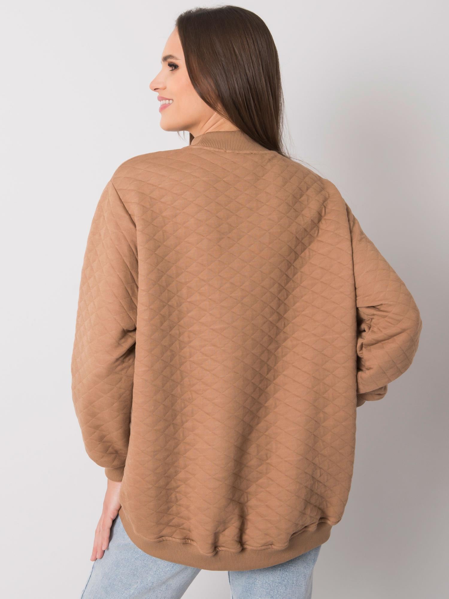 Camelowa luźna bluza z pikowaniem