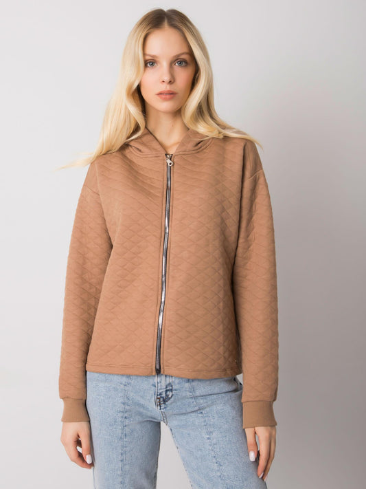 Camelowa rozpinana bluza z pikowaniem
