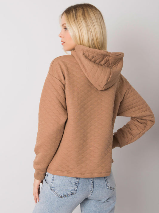 Camelowa rozpinana bluza z pikowaniem