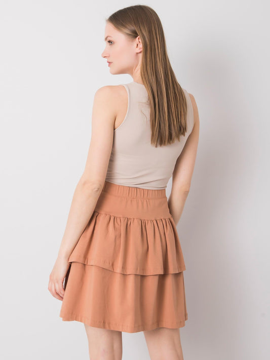 Camelowa spódnica mini rozkloszowana