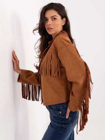 Camelowa zamszowa kurtka w stylu country