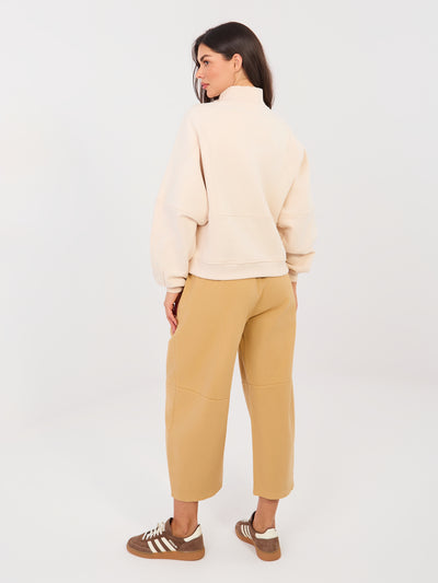 RUE PARIS  Camelowe damskie jeansy wide leg