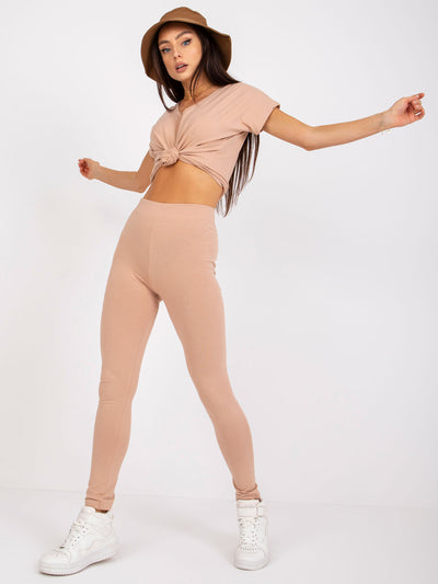 Camelowe damskie legginsy