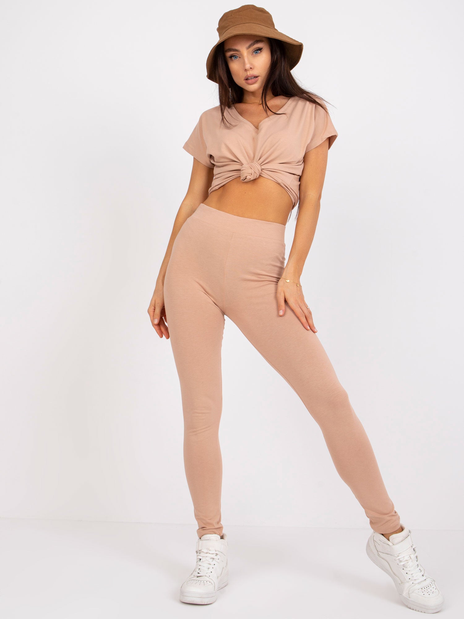 Camelowe damskie legginsy