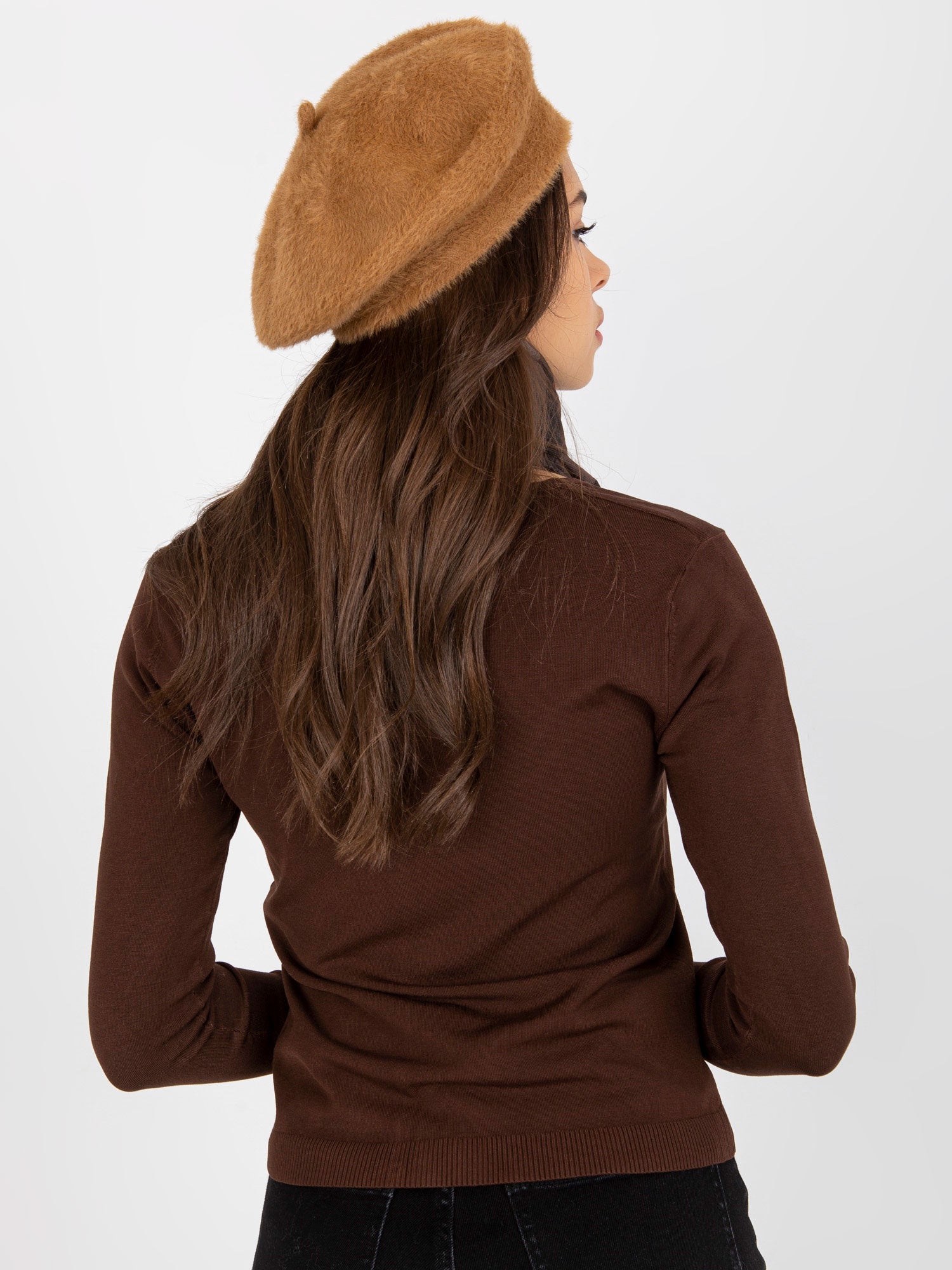 Camelowa damska czapka zimowa beret
