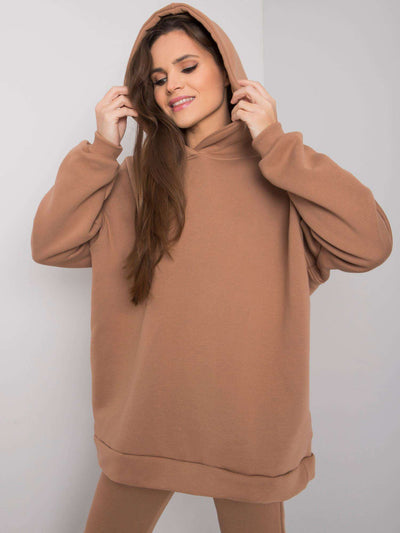 Camelowy dresowy komplet ze spodniami