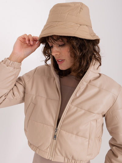 Camelowy pikowany kapelusz bucket hat