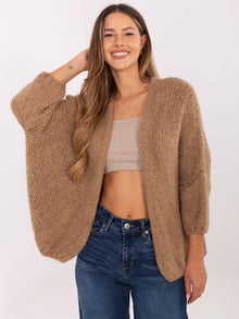 Camelowy damski kardigan o kroju oversize