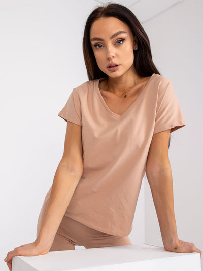 Camelowy damski t-shirt
