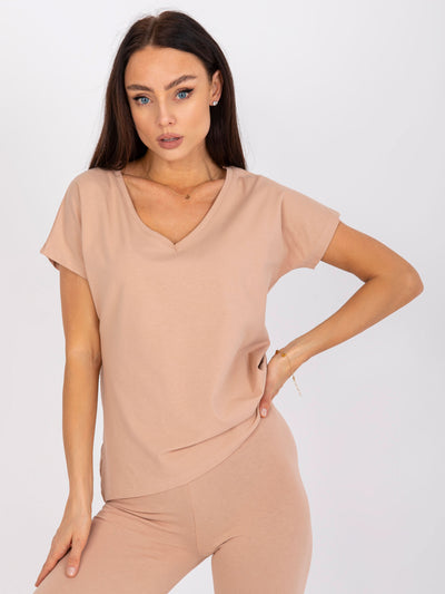 Camelowy damski t-shirt