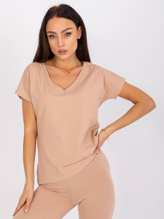 Camelowy damski t-shirt