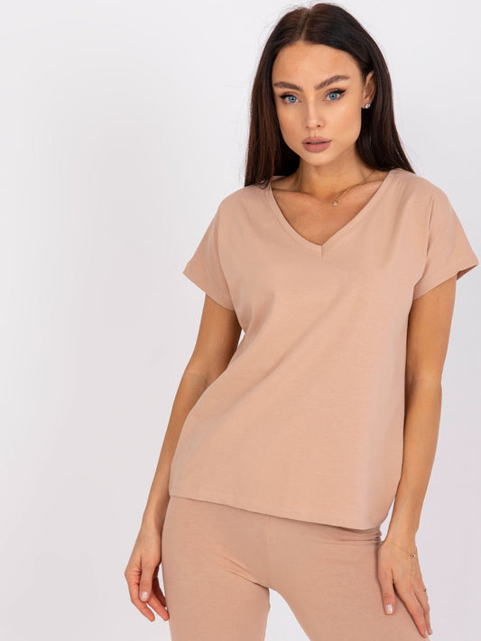 Camelowy damski t-shirt