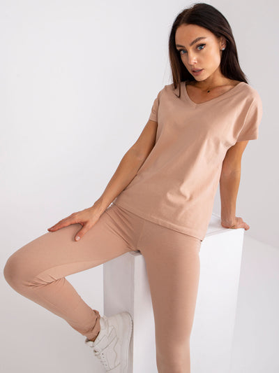 Camelowy damski t-shirt