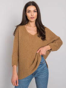 OCH BELLA Camelowy sweter damski oversize