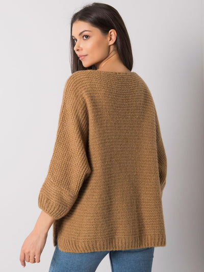 OCH BELLA Camelowy sweter damski oversize